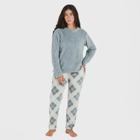 Pijama coral Cuadro Guima azul indigo