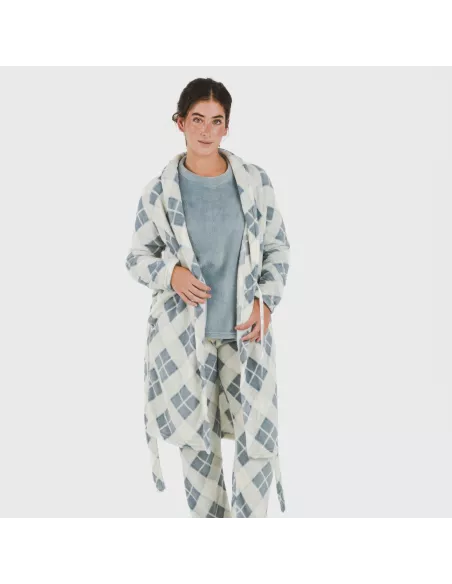 Roupão coral Cuadro Guima azul indigo