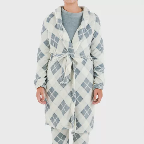 Roupão coral Cuadro Guima azul indigo