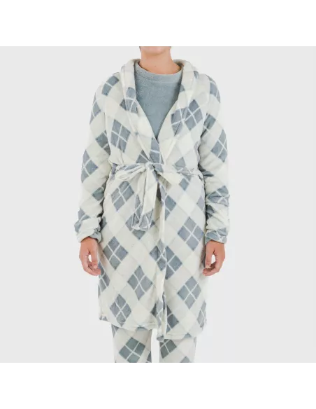 Roupão coral Cuadro Guima azul indigo