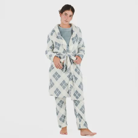 Roupão coral Cuadro Guima azul indigo