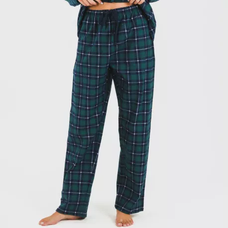 Pijama flanela com lapela mulhe Cuadro Ruz verde