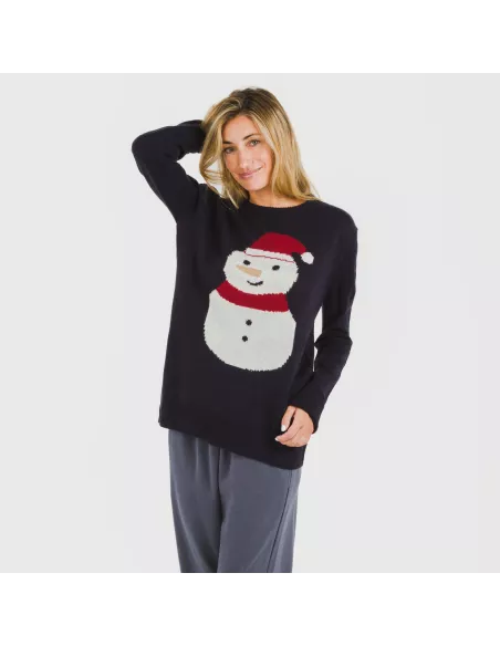 Camisola Jersey mulher Snowy azul marinho