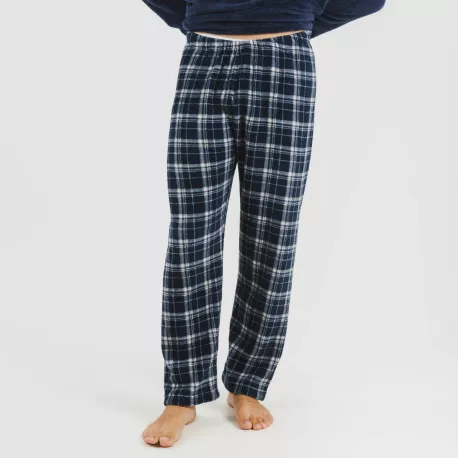 Pijama coral homem Cuadro Brais azul marinho