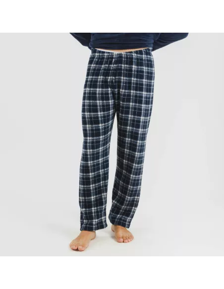 Pijama coral homem Cuadro Brais azul marinho