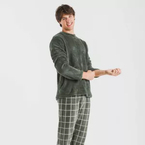 Pijama coral homem Cuadro Andino verde caça 2