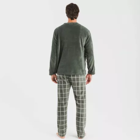 Pijama coral homem Cuadro Andino verde caça