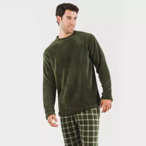 Pijama coral homem Cuadro Nitari verde caça 2