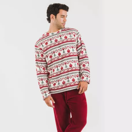 Pijama coral homem Joshie bordeaux