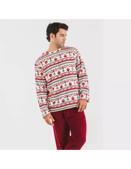 Pijama coral homem Joshie bordeaux