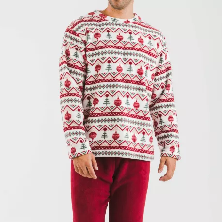 Pijama coral homem Joshie bordeaux