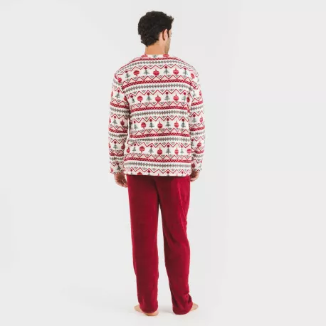 Pijama coral homem Joshie bordeaux