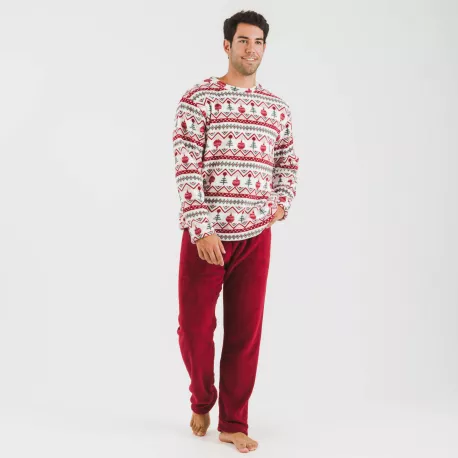 Pijama coral homem Joshie bordeaux