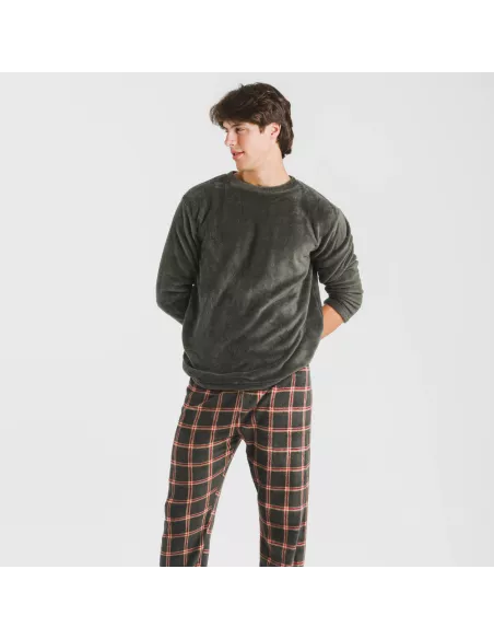 Pijama coral homem Cuadro Nelby verde caça Pijama coral homem Cuadro Nelby verde caça