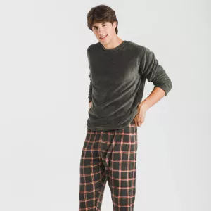 Pijama coral homem Cuadro Nelby verde caça 2