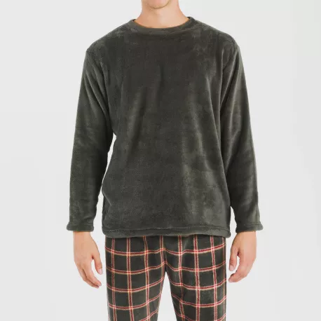 Pijama coral homem Cuadro Nelby verde caça