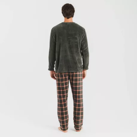 Pijama coral homem Cuadro Nelby verde caça