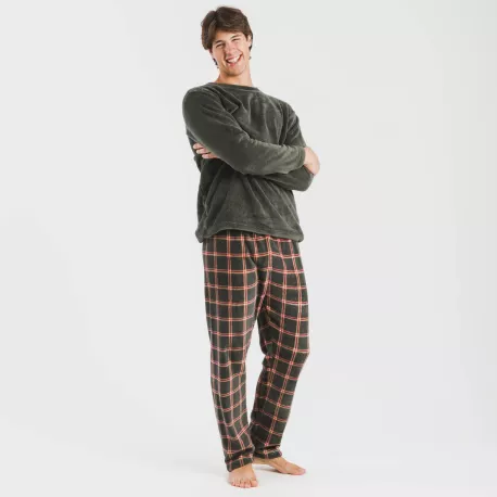 Pijama coral homem Cuadro Nelby verde caça