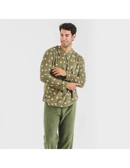 Pijama coral homem Tatini verde caça