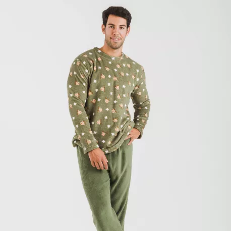 Pijama coral homem Tatini verde caça