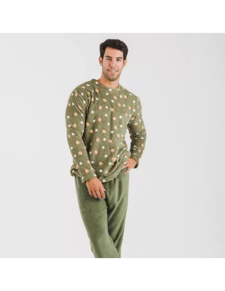 Pijama coral homem Tatini verde caça