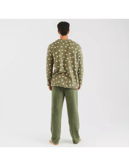 Pijama coral homem Tatini verde caça Pijama coral homem Tatini verde caça