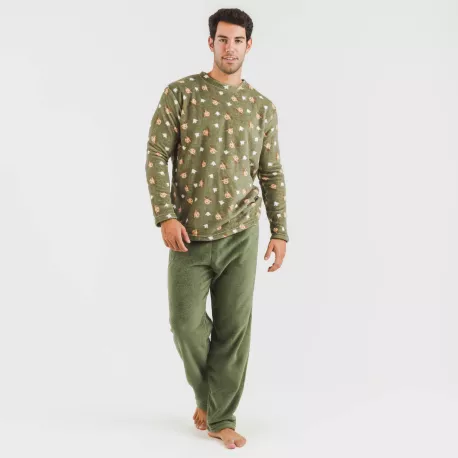Pijama coral homem Tatini verde caça