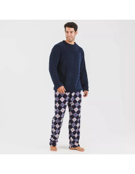Pijama coral homem Darsikiriki azul Pijama coral homem Darsikiriki azul