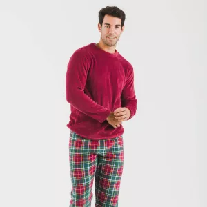 Pijama coral homem Cuadro Aros bordeaux 2