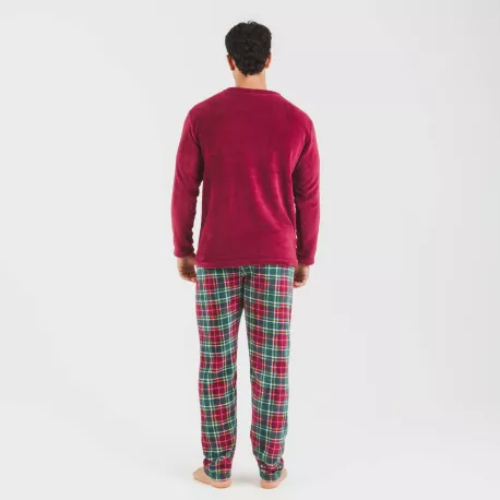 Pijama coral homem Cuadro Aros bordeaux