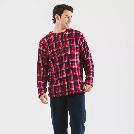 Pijama coral homem Cuadro Cocoro azul marinho