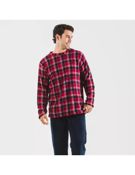 Pijama coral homem Cuadro Cocoro azul marinho