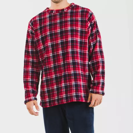 Pijama coral homem Cuadro Cocoro azul marinho