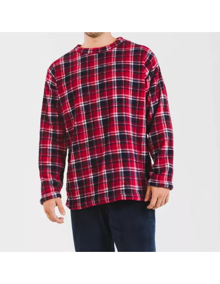 Pijama coral homem Cuadro Cocoro azul marinho