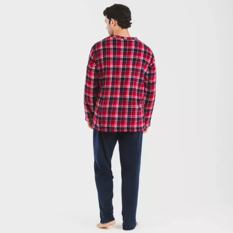 Pijama coral homem Cuadro Cocoro azul marinho