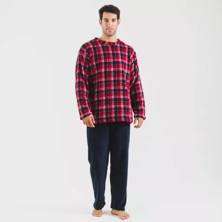 Pijama coral homem Cuadro Cocoro azul marinho