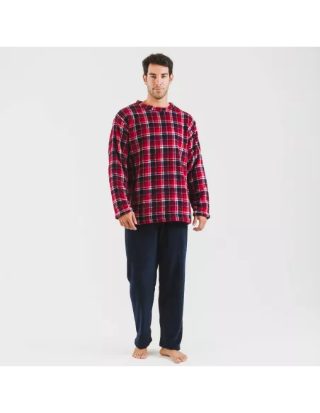 Pijama coral homem Cuadro Cocoro azul marinho