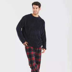 Pijama coral homem Cuadro Jairo azul marinho 2