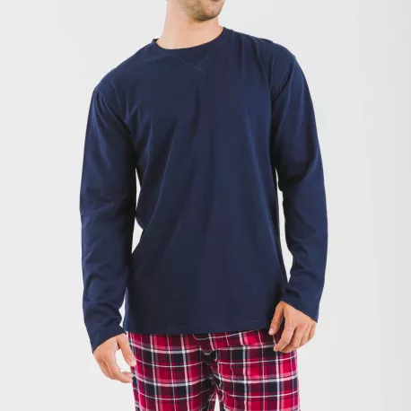 Pijama homem flanela Cocoro azul marinho