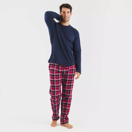 Pijama homem flanela Cocoro azul marinho
