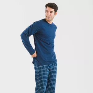 Pijama homem flanela Cuadro Edesia azul 2