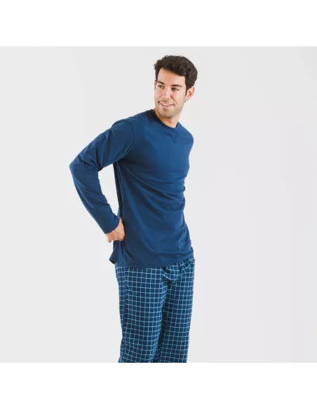 Pijama homem flanela Cuadro Edesia azul Pijama homem flanela Cuadro Edesia azul