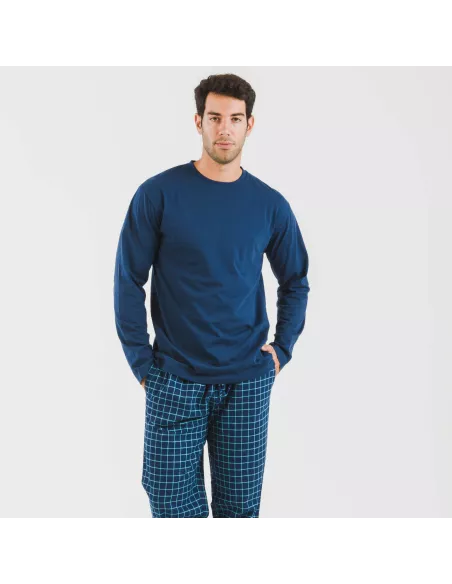 Pijama homem flanela Cuadro Edesia azul Pijama homem flanela Cuadro Edesia azul