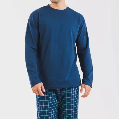 Pijama homem flanela Cuadro Edesia azul