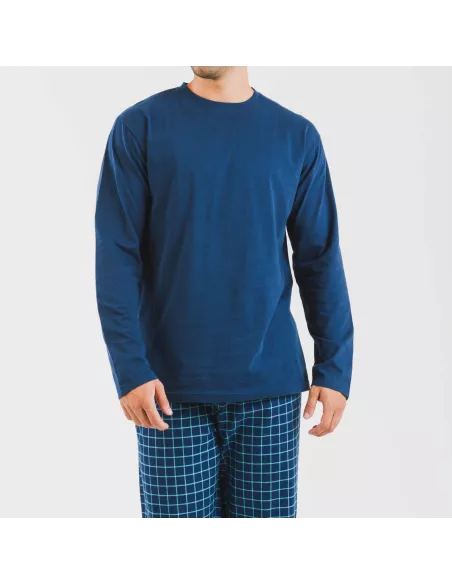 Pijama homem flanela Cuadro Edesia azul Pijama homem flanela Cuadro Edesia azul
