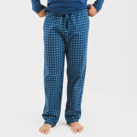 Pijama homem flanela Cuadro Edesia azul