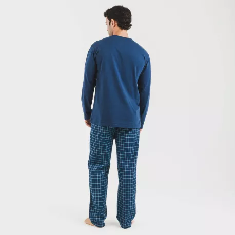 Pijama homem flanela Cuadro Edesia azul