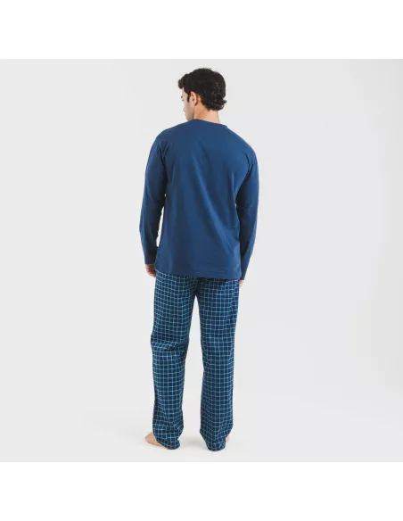 Pijama homem flanela Cuadro Edesia azul Pijama homem flanela Cuadro Edesia azul