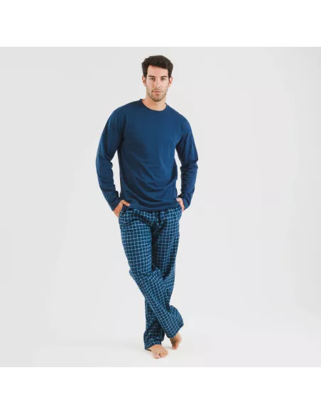 Pijama homem flanela Cuadro Edesia azul Pijama homem flanela Cuadro Edesia azul