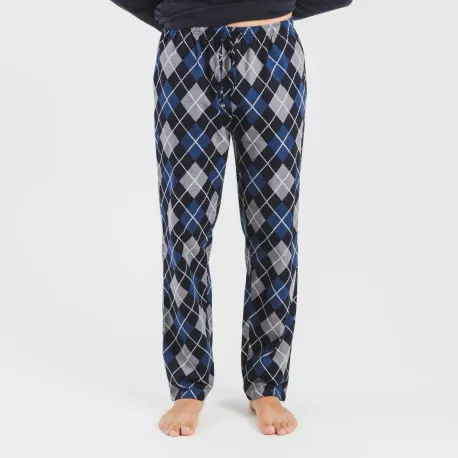 Pijama homem flanela Roldan azul marinho